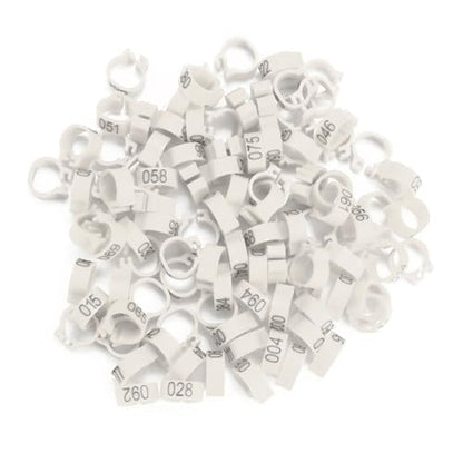 100PCS 8MM 001-100 Numbered Plastic Letter Pigeon Bird Leg Bands Rings, Bird Chicks Parrot Clip Rings Band (White) - color: White