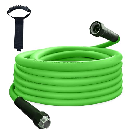 Cupohus RV Drinking Water Hose 50FT with Storage Strap, Green No Kinking 5/8''ID Premium Fresh Water Hose for RV, Marine, Camper, Truck, Car, Garden - color: Green, size: 50FT