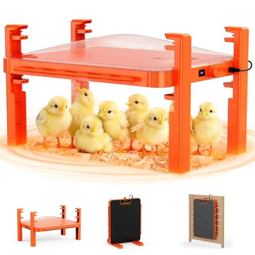 Chick Brooder Heat Plate,11" x 15" Brooder Plate with Adjustable Height & Temp,200W Brooder Heater Warmer for Chicken Coops Poultry (Orange)