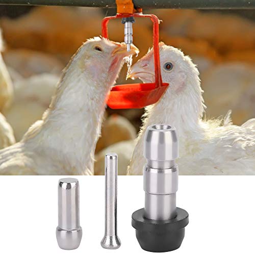 HERCHR Chicken Nipple Waterer, Chicken Water Nipples,10Pcs Stainless Steel Automatic Chicken Feeder Nipple Water Drinker Equipment Livestock Accessory