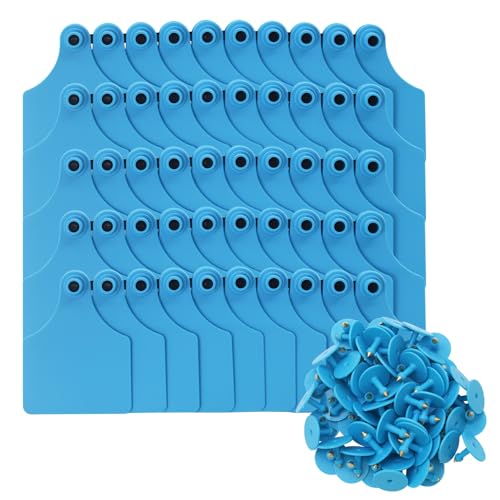 Cattle Ear Tags TPU Blank 100PCS Oversize Big Livestock Identification Animal Marker Tags for Cows Pigs Hog Goats Sheep Calf (Blue) - style: Blue