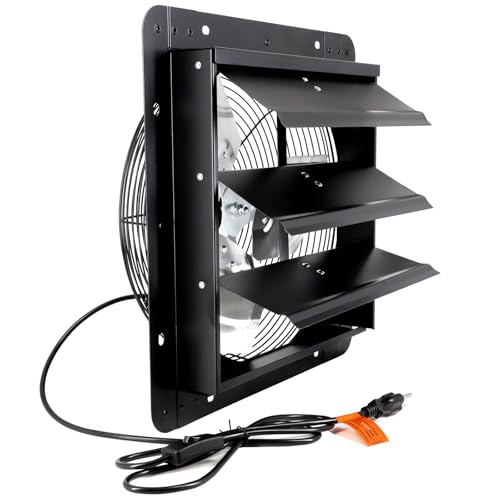 Criditpid 14 Inch Pure Copper Shutter Exhaust Fan, Black Through Wall Ventilation Exhaust Fan with ON/OFF Switch for Gable, Home, Shed, Garage, Basement, Kitchen, Attic Ventilation, 1088CFM, 1450RPM. - color: with ON/OFF Switch, size: 14 Inch Exhaust Fan