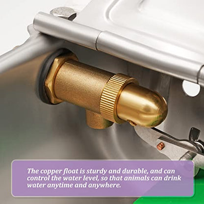 Automatic Water Bowl with Brass Float Valve, Drain Hole and Hose, Stainless Steel Dog Water Bowl Livestock Waterer for Cattle Pig Goat Dog