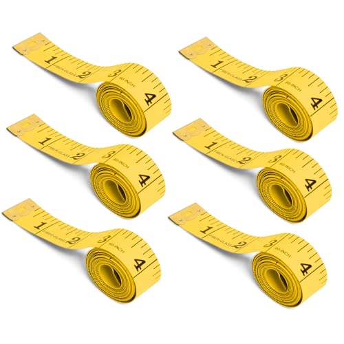 6 Packs Soft Measuring Tape for Body Measurements, Wider Dual Scale 60 Inch Tape Measure Body Measuring Tape for Fabric Cloth Sewing Waist Tailor Craft Weight Loss, Yellow - color: Yellow