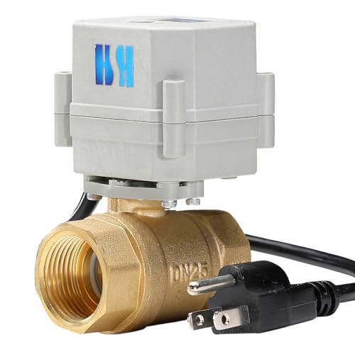 1/2" 3/4" 1" 110-230VAC Normally Closed/Open CF8/Stainless Steel 304 Motorized Electrical Ball Valve With U.S. Plug (1 Inch Brass, Normally Closed) - color: Brass Normally Closed, size: 1 Inch