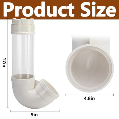 EBaokuup Visible Automatic Chicken Feeder-17 Inch PVC Pipe Poultry Feeders No Waste-Large Hanging Gravity Chicken Feeder for Coop Ducks Turkeys Geese(5.6 Pound)