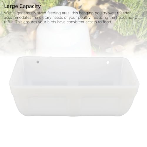 Hanging Poultry Feeder, Large Capacity Space Saving Plastic Hanging Chicken Feeder Trough for Farm Use (White) - color: White