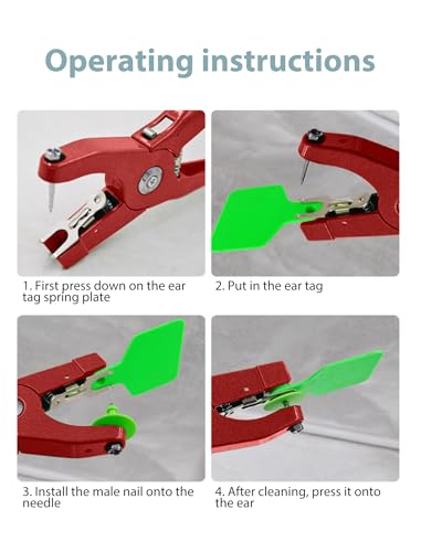 Livestock Ear Tag Plier, Animal Ear Tag Install Tool 90 Degrees Applicator Puncher Tagger for Livestock Pigs Sheep Goats Cattles Cows