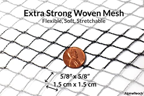 AlpineReach Garden Netting 15 x 30 ft Heavy Duty Bird Net, Deer, Plant Protection Extra Strong Woven Mesh, Reusable Kit with Zip Ties, Animal Fencing for Fruits Trees, Black - color: Black, size: 15ft x 30ft