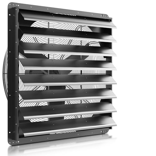 36 Inch Shutter Exhaust Fan, Aluminum Wall Mounted Exhaust Fan,11129 CFM High Speed Automatic Louvered Vent Fan for Greenhouse, Factory,Shop,Garage, ETL Listed - size: 36 inch