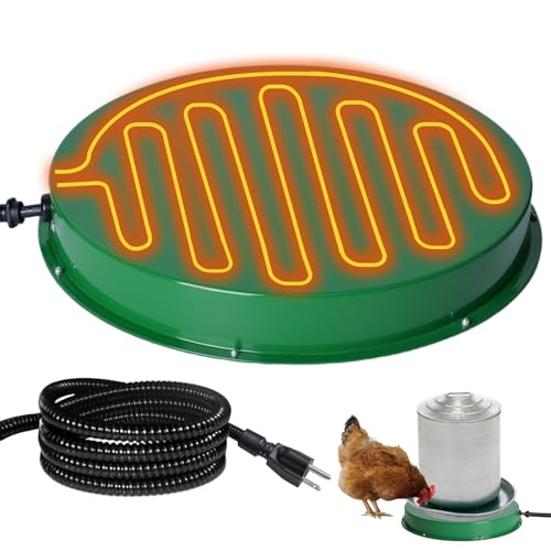 Chicken Water Heater for Winter 12.4", 125W Thermostat Chicken Drinker Heater Base for 3–5 Gal Metal Plastic Poultry Waterer, Water Heater for Chickens Duck with 6.6' Power Cord (Green,2PACK)