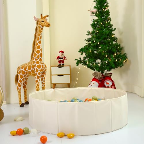 Ball Pit for Toddlers Babies Dogs Cats Iinfant Children, Foldable Ball Pits Play Tent, Crawl Playpen Ball Pool with Storage Bag, Surprise for Boys Girls Festival (Balls Not Included), Beige - color: Beige