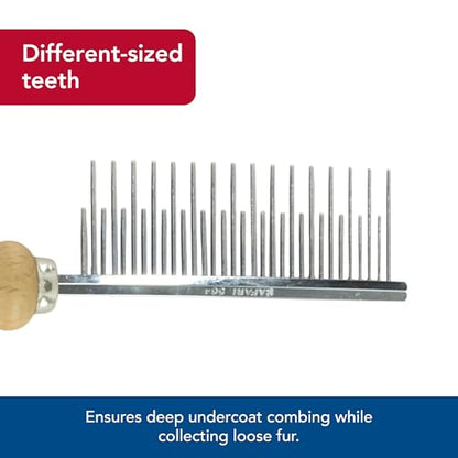 Coastal Pet Safari Dog Shedding Combs - Dog Shedding Brush for Dogs with Short and Long Hair - Different Sized Teeth for Undercoat Rake - 7" x 1.5" (Pack of 2) - size: 7" x 1.5" (Pack of 2)