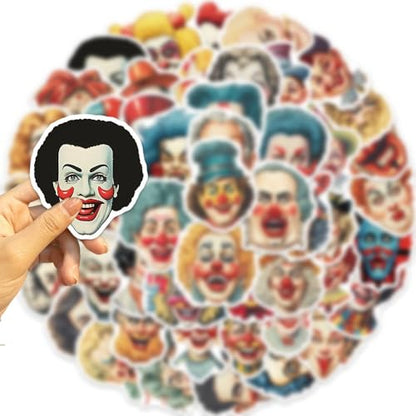 50pcs Cool Character Clown Stickers for Water Bottles Skateboard Luggage Laptop Bumper Waterproof Vinyl Clown Stickers Bulk for Boys Teens Adults (Clown) - color: Clown