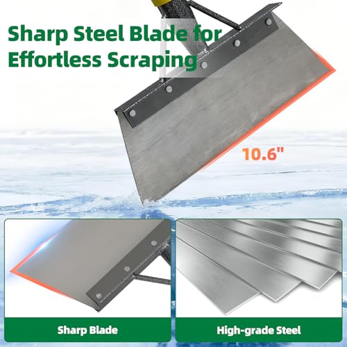 Floor Scraper Long Handle - Ice Removal Tool, Multifunctional Garden Cleaning Flat Shovel, 60" Weed Scraper Heavy Duty Sharp Blade for Lawn Edging,Sidewalk Weeding,Driveway Steps Snow Shovel - size: 60"
