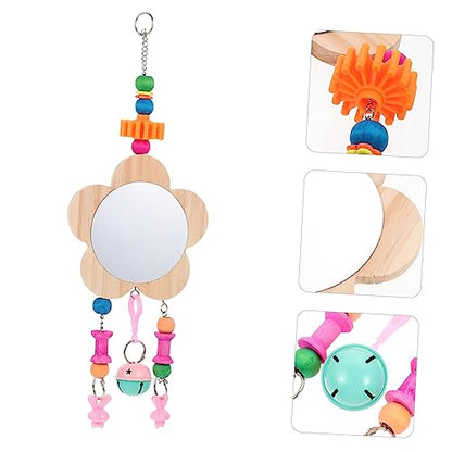 BESPORTBLE Creative Hanging Mirror Toy for Chickens Wooden Rooster Hen Toy Pendant Promote Intellectual Growth Healthy Activity for Poultry Fun