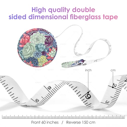 Sewing Tape Measure，Colour Printed Small Retractable Soft Measuring Tape for Tailor Cloth Fabric Body Measurements. - color: Succulent