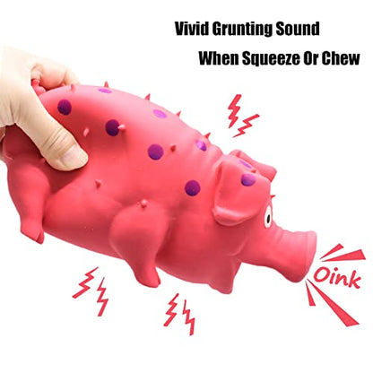 Pig Squeaky Dog Toy, 2 PCS Interactive Rubber Dog Chew Toy - Durable Latex Spot Grunting Pig Toys that Oink for Small Medium Large Dogs (Yellow, Pink) - color: Yellow, Pink