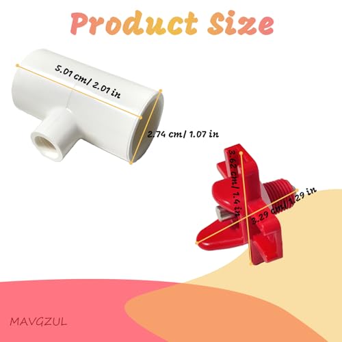(8 Pack) Horizontal Chicken Waterer Nipples with 1/2'' PVC Tee Fittings for DIY Automatic Chicken Waterering System
