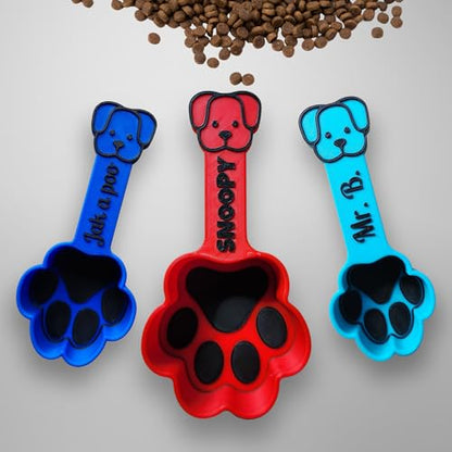Personalized Dog Food Scoop, Paw Print Pet Food Measuring Cup with Pup Face Handle and Name, Kibble Scoop (2.67 oz – 1/3 Cup) - size: 2.67 oz – 1/3 cup