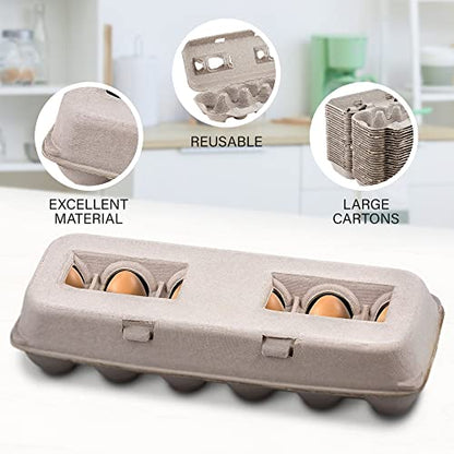 MT Products Blank Natural Pulp Egg Cartons Holds Up to Twelve Eggs - 1 Dozen - Strong Sturdy Egg Crate Cardboard Material Perfect For Storing Extra Eggs (25 Pieces) - Made in the USA - size: Standard
