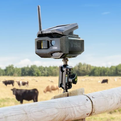 Vosker V150 Farm Pack 4G LTE Solar Security Camera, Wireless Outdoor Surveillance for Farms, Sheds and Equipment Monitoring, No Wi-Fi Required, Night Vision, SIM Card & Mobile App Included