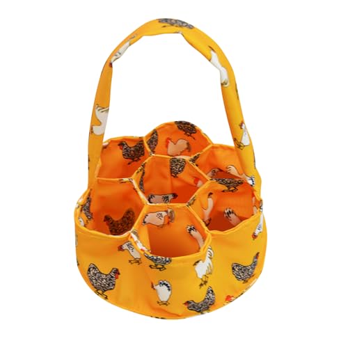 Egg Basket 7 Pouches Canvas Carrier Farm Fresh Egg Holder | 7-pouch canvas basket for farm egg collecting, 7.87" diameter, holds chicken/duck/goose eggs, wipe clean