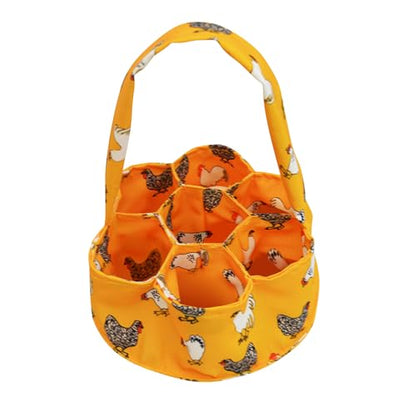 Egg Basket 7 Pouches Canvas Carrier Farm Fresh Egg Holder | 7-pouch canvas basket for farm egg collecting, 7.87" diameter, holds chicken/duck/goose eggs, wipe clean