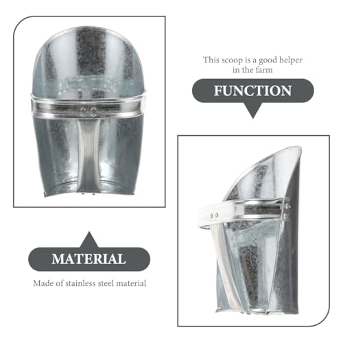 BESPORTBLE Large Stainless Steel Feeding Shovel for Livestock Sturdy Multi-use Feed Scoop Enclosed Handle for Farm Feeding and PET Fodder Distribution