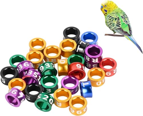 Bird Foot Rings, Bird Bands,Multicolor Aluminum Closed Mouth Bird Identification Leg Rings for Waxbill, Large-Headed Tiger Skin, 20 Daysold or Less Peony(4.7mm,50pcs) - color: ID4.7, size: Closed