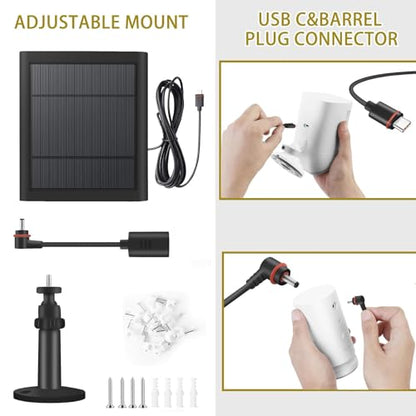 3 Pack - Solar Panel for Security Camera Spotlight Cam Plus/Pro(Battery) Stick Up Cam/Pro Wireless Outdoor with 10FT/3M Long Cable Dustproof Waterproof BK - color: Black