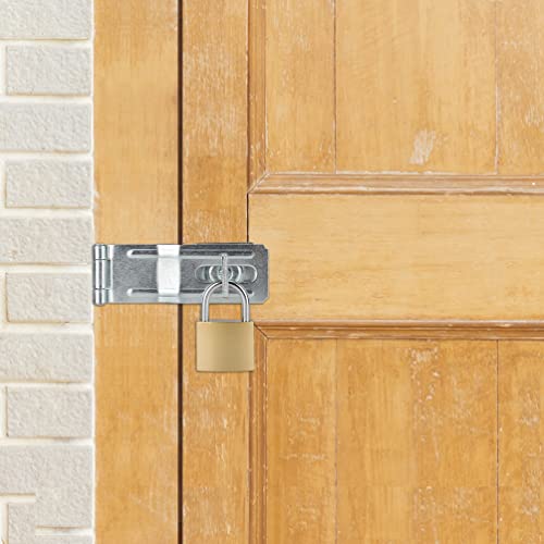 4-1/2" Swivel Staple Safety Hasps, Gate Door Hasp Latches Safety Packlock Clasp Locking with Twist Knob for Fence, Gate, Cabinet, in Zinc Plated - color: Silver