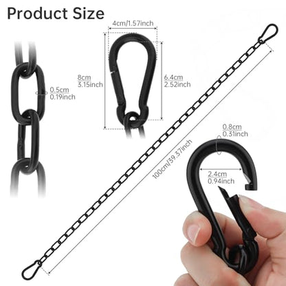 2 Pack Gate Chain Lock for Outdoor Fence,304 Stainless Steel Gate Chain 39" x 13/64" with Both-Ended M8 Carabiners,Chain Link Latch Lock for Wooden Fence Pet Cages (39" x 13/64", Piece, 1) - size: 39" x 13/64"
