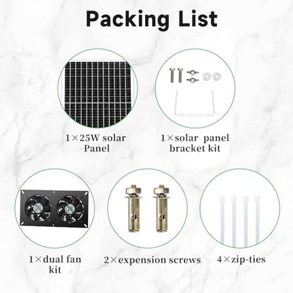 blessny 25W Solar 2 Fan Kit for Outdoor Greenhouse, Solar Powered Vent Exhaust Ventilation Fan for Chicken Coop, Shed Air Circulation, 14.7 Ft Long Cord with IP65 Weatherproof Rate - size: 2 Fan Kit