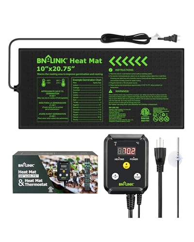 BN-LINK Seedling Heat Mat with Thermostat Controller Combo Set, 10" x 20.75" Plant Heating Mat for Seed Starting with Temperature Control for Indoor Growing, Plants Germination, ETL Listed - size: 10" x 20.75" & Thermostat