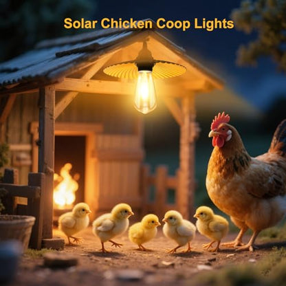 Solar Pendant Light Outdoor, Solar Chicken Coop Light IP65 Waterproof Metal Chandelier Built-in 5200mAh Battery with Pull Cord & Remote Control, for Porch, Shed, Gazebo & Barn
