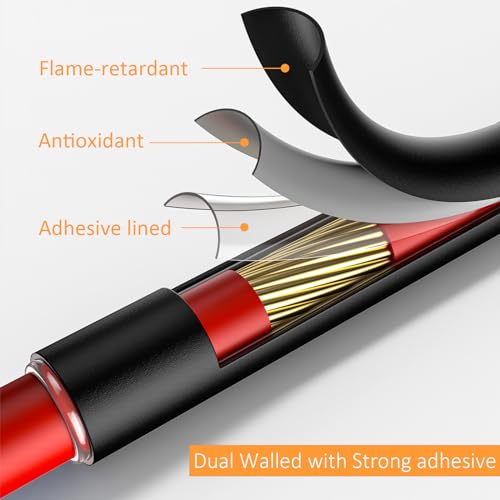 Heat Shrink Tubing Kit 355pcs - 3:1 Adhesive Lined - Electrical Waterproof Industrial Heat Shrink Tape Terminals- Marine Grade Wire Connector Shrink Wrap Tube - 3.15" Length - Black and Red - size: 355pcs Black Red