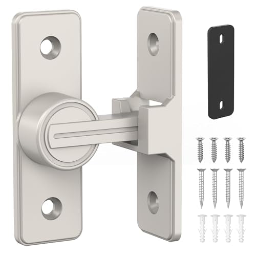 Barn Door Lock Hardware, Heavy Duty 90 Degree Flip Latch Privacy Lock, Zinc Alloy Sliding Barn Door Latch for Bathroom, Bedroom, Closet, Garage, Shed and Gate (Nickel-1PC) - color: Nickel-1PC