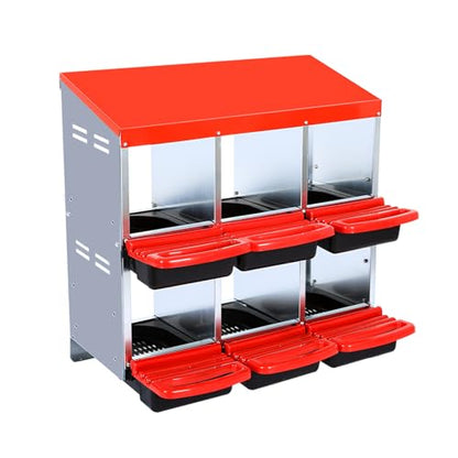 Chicken Nesting Box, 6 Hole 2 Layer Hen Nest Boxes, Roll Away Eggs Laying Boxes,Cleanable Pull Out Hen Roosting Boxes - size: 31.9"L x 20.5"W x 31.1"H