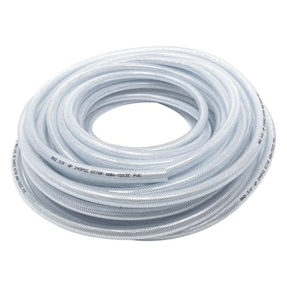 Gloxco Clear Braided PVC Tubing, Food Grade, Heavy Duty Reinforced Hose, 1/4" ID, 100 Ft Length - size: 1/4" x 100 Ft