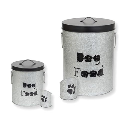 Large 60lb & Small 20lb Dog Pet Food Storage Canister with Scoop – Durable & Airtight for Freshnesss, Minimalist Design & Recyclable, Huge & Small Metal Container (Combo - Dog Bin - Large & Small) - size: Combo - Large Dog 60lb & Small Dog 20lb