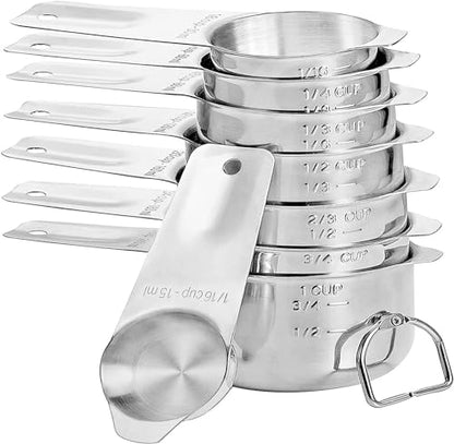 DOTINGHUX 8 Pcs Stainless Steel Measuring Cups Set, Kitchen Measuring Cup for Cooking and Baking - color: 8 Cups