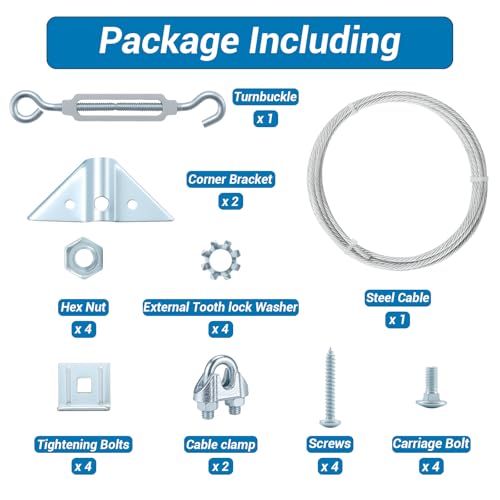 HOME MASTER HARDWARE Anti Sag Gate Kit for Wooden Fence Repair, Zinc Plated Steel, Anti-sag Gate Hardware Kit - Turnbuckle, Hooks, Heavy Cable, Screws -1 Pack - color: Zinc, size: 1 Pack