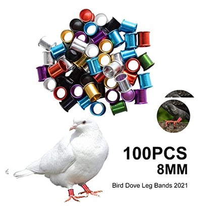 100 Pieces Pigeon Foot Rings Aluminum Bird Leg Bands Identification Clips for Chicks Bantam Finches Dove Supplies Suitable for Pet