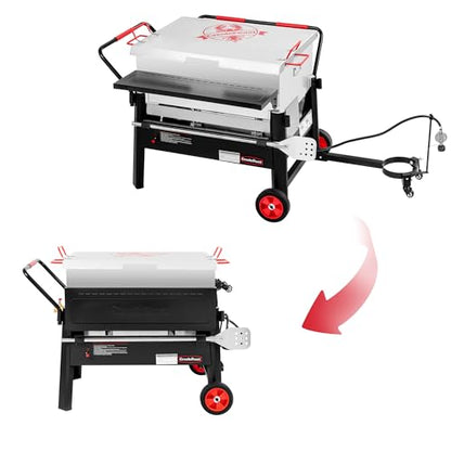 Creole Feast CFB2001 150 QT Crawfish Boiler, Outdoor Double Sack Propane Gas Crawfish Cooker with Foldable Cylinder Mounting Bracket and Stirring Paddle for Seafood & Crawfish Season, Black - size: 150 quart
