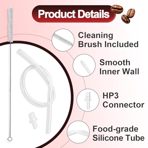 10 Sets Milk Tube Hose Set Compatible with JURA Automatic Coffee Machine GIGA 6 X5/S8/ENA E8 Z10 J8 Twin J9, Each Set Includes 1 Silicone Milk Tube and 1 HP3 Connector (with Cleaning Brush Included)