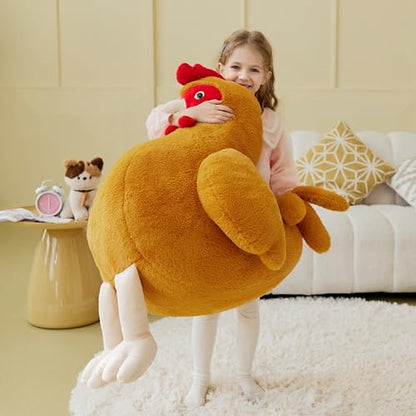 IKASA Giant Chicken Stuffed Animal Plush Toy,Big Large Jumbo Soft Toys,25.5" Huge Size Cute Fluffy Plushy Oversized Fat Plushie,Gifts for Kids - style: Chicken