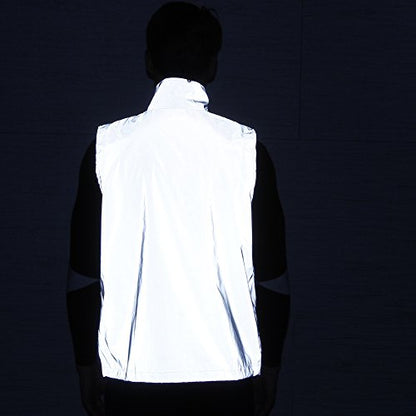 LZLRUN Reflective Vest Jacket Casual Hiphop Windbreaker Night Sporting Coat Hooded Fluorescent Clothing - size: Small