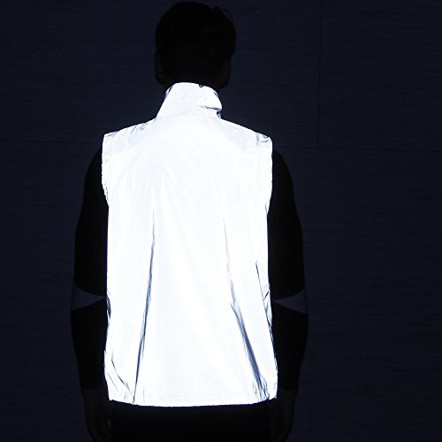 LZLRUN Reflective Vest Jacket Casual Hiphop Windbreaker Night Sporting Coat Hooded Fluorescent Clothing - size: X-Large