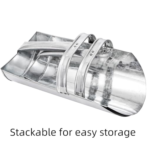 Cididu 2 Pack Feed Scoop for Livestock, Metal Feed Grain Scoop, Heavy Duty Horse Feed Scoops with Encased Handle, Stackable Durable Poultry Feed Scoops for Chicken Bird Gardening Farm, 2.5 Qt and 4 Qt